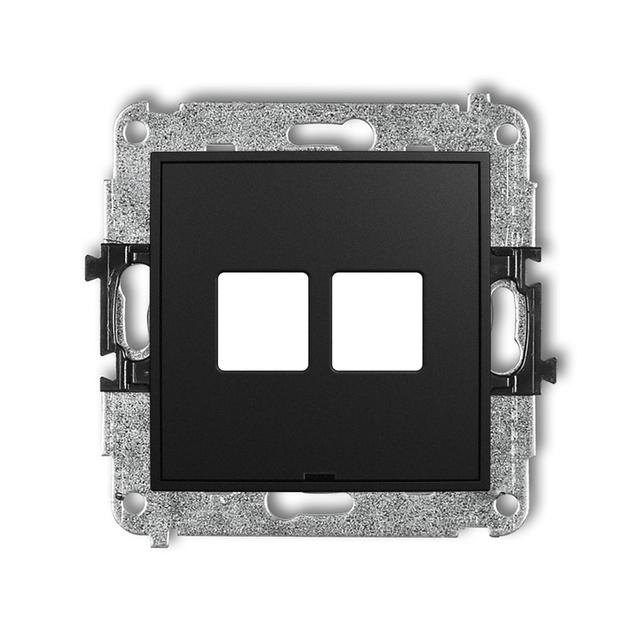 ICON Gniazdo antenowe multimedialne podwójne bez modułu, bez pola opisowego (standard Keystone) czarny mat 12IGMBO-2P KARLIK