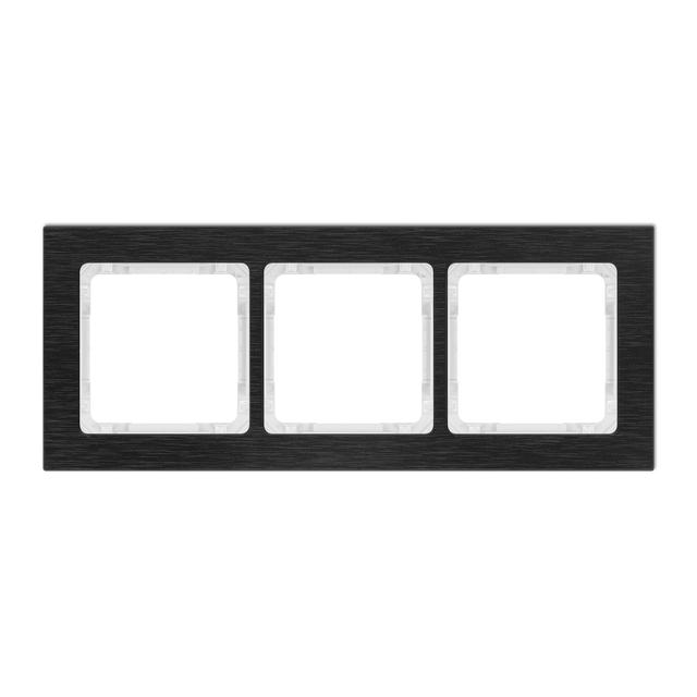 DECO Ramka uniwersalna potrójna - aluminium szczotkowane (ramka: czarna; spód: biały) czarny