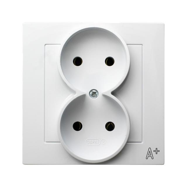 AS ANTYBAKTERYJNY Gniazdo podwójne kompletne z ramką, produkt zawiera szkło fosforanowo-srebrowe - k