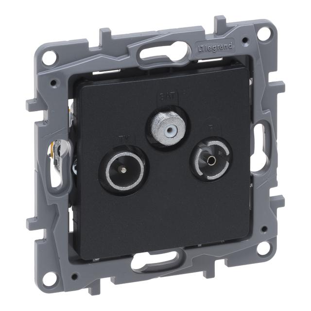 NILOE SELECTION - GNIAZDO TV-RD-SAT KOŃCOWE DO INSTALACJI TYPU GWIAZDA 1,5 DB ANTRACYT, Legrand