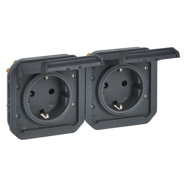 NOWE PLEXO - GNIAZDO SCHUKO 2X2P+Z POZIOME MECHANIZM 16A-250V ANTRACYT 069879L LEGRAND
