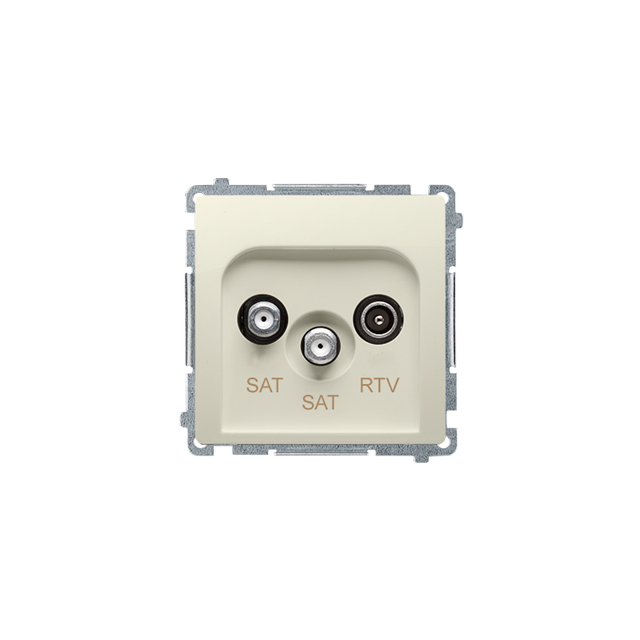 Simon Basic Gniazdo antenowe satelitarne podwójne końcowe SAT-SAT-RTV . 2xwejście: SAT: 5–2400 MHz RTV: 5–862 MHz beż BMZAR+SAT3.1-P2.01/12 KONTAKT