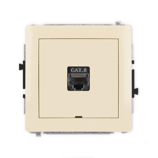 DECO Mechanizm gniazda komputerowego pojedynczego 1xRJ45, kat. 8, ekranowany, 8-stykowy, bez pola op