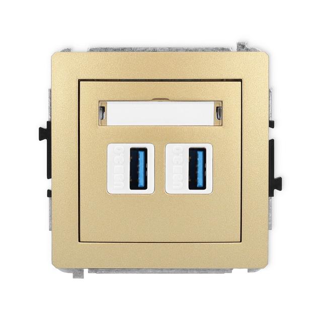 DECO Mechanizm gniazda podwójnego 2xUSB A-A 3.0 złoty
