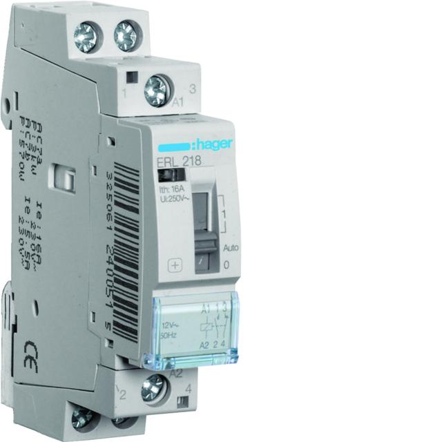Przekaźnik instalacyjny 12VAC 1Z+1R 16A ERL218 HAGER