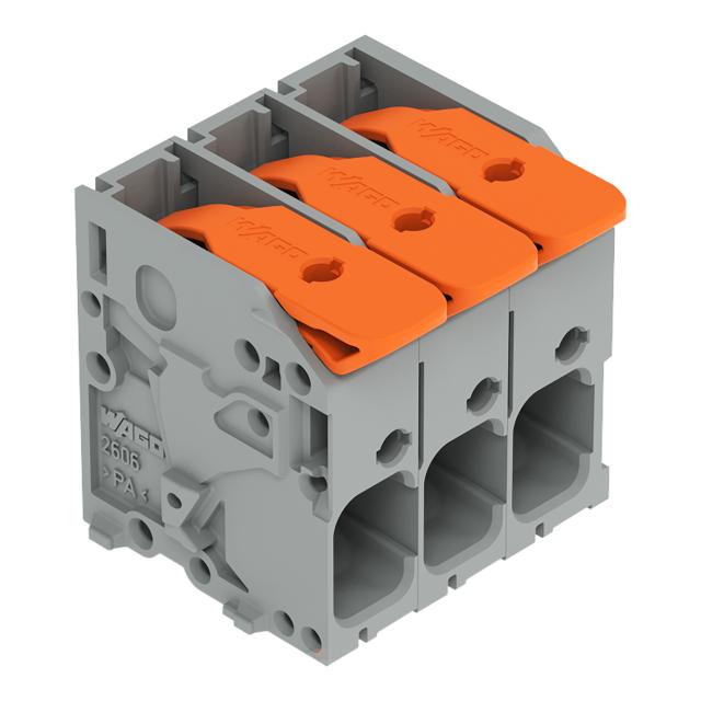 Złączka do płytek drukowanych dźwignia 6mm2 RM 7,5mm 3-bieg szara /72szt./ 2606-1103/020-000 WAGO