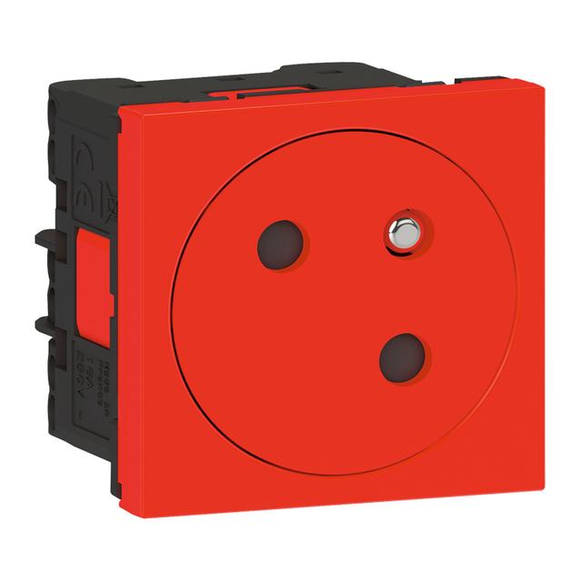 Mosaic Gn 2P+Z Podłączenie Przez Zaciski Automatyczne-2 Moduły Czerwone 16A-250V 077118L LEGRAND