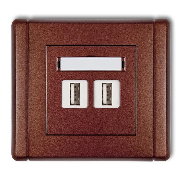 FLEXI Gniazdo podwójne 2xUSB A-A 3.0 brązowy metalik