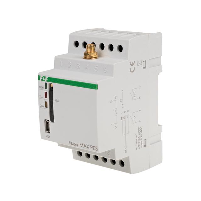 przekaźnik zdalnego sterowania GSM (SMS); 2xWY, 2xWE; sterowanie temperaturą; 230V AC; 2x1NO/NC; mon