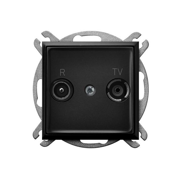 ARIA Gniazdo RTV przelotowe 14-dB - kolor czarny metalik