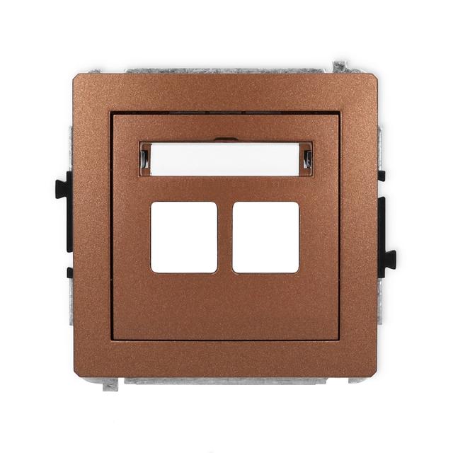 DECO Mechanizm gniazda multimedialnego podwójnego bez modułu (standard Keystone) brązowy metalik