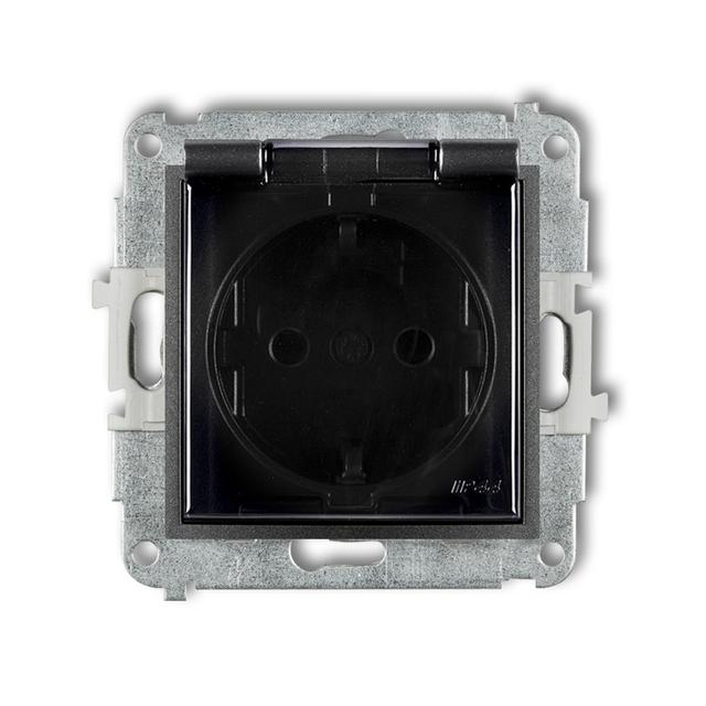 MINI Mechanizm gniazda bryzgoszczelnego z uziemieniem SCHUKO 2P+Z (klapka dymna, przesłony torów prą