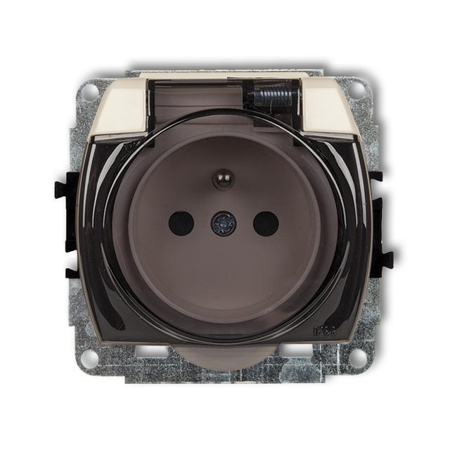 TREND Mechanizm gniazda bryzgoszczelnego z uziemieniem 2P+Z (klapka dymna, przesłony torów prądowych