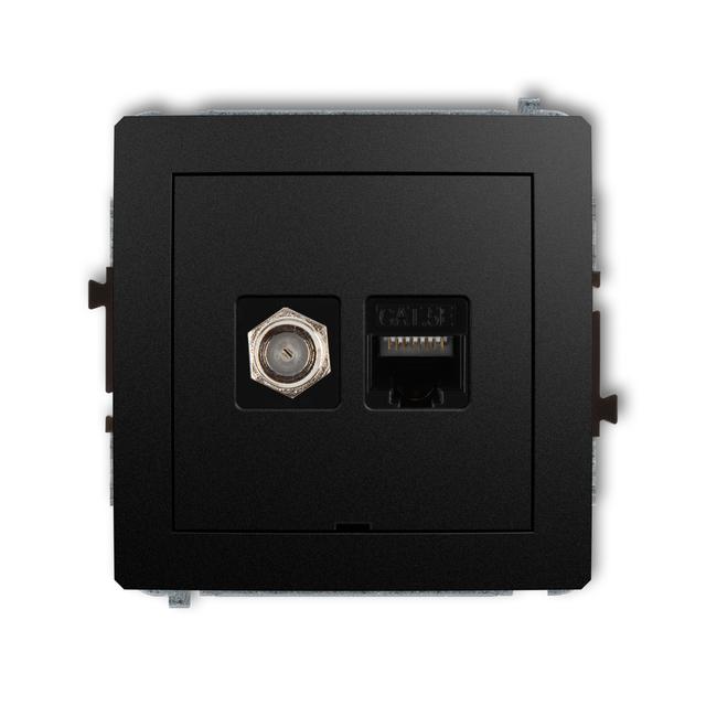 DECO Gniazdo komputerowo-antenowe ''F'' + RJ45 kat. 5e Czarny mat 12DGFKBO-1 KARLIK