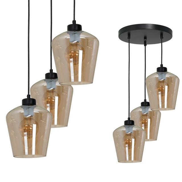 Milagro lampa wisząca Santiago Amber 3xE27 czarna MLP6613