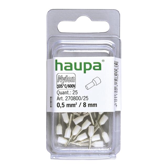 HTI  - 0,5/8 końc. tulejkowa  izol białe ( 25 szt w opakowaniu)