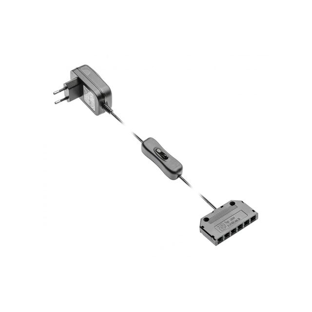 ZASILACZ LED DC12 V; MOC 12 W Z WŁĄCZNIKIEM  I DYSTRYBUTOREM 6 GNIAZD