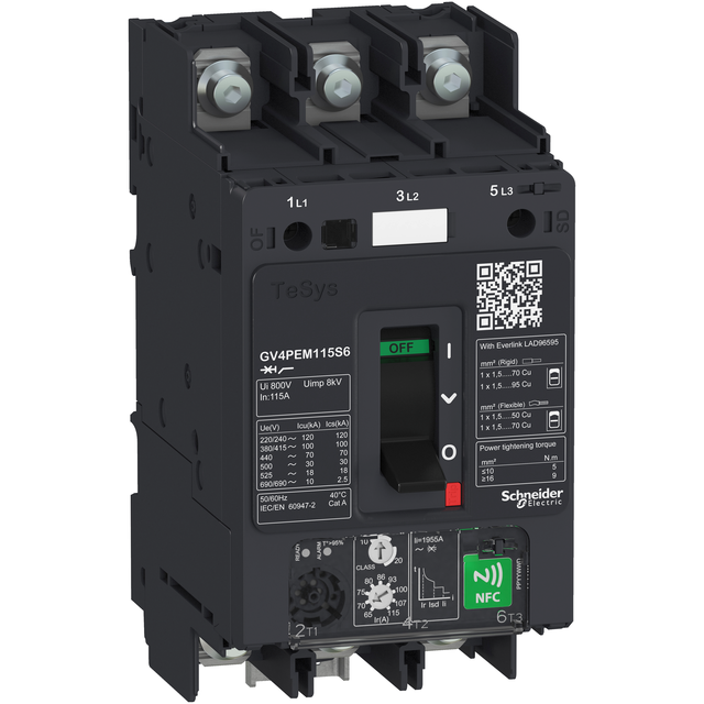 Wyłącznik silnikowy TeSys GV4 3P 80A Icu 50kA thermal magnetyczny wielofunkcyjny końcówki oczk GV4PEM80N6 Schneider