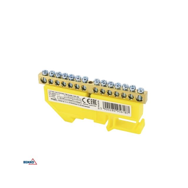 LISTWA ZACISKOWA NA SZYNĘ 8x12 14-TOROWA ŻÓŁTA