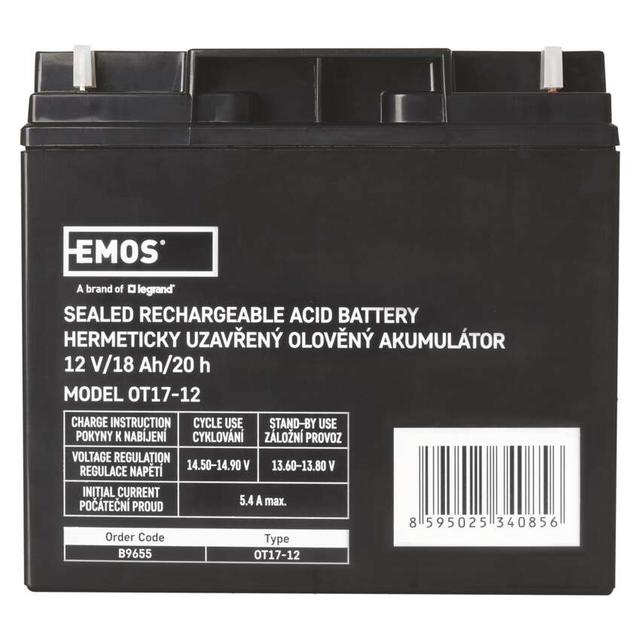 Akumulator AGM 12V 18Ah 12× 12 B9655 EMOS