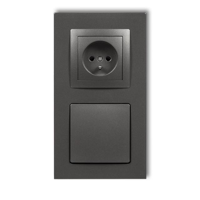 DECO Gniazdo ssące odkurzacza centralnego z gniazdem pojedynczym z uziemieniem DECOvac grafitowy