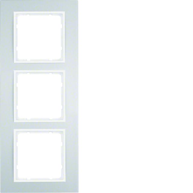 BERKER B.3 Ramka potrójna aluminium/biała 10133904 HAGER
