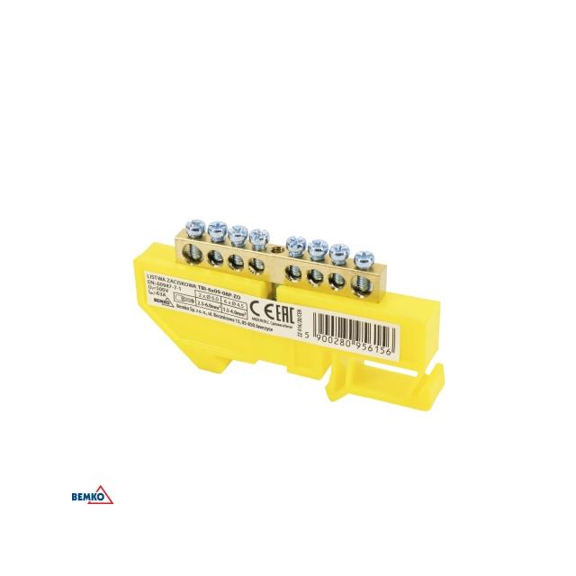 LISTWA ZACISKOWA NA SZYNĘ 8x12 8-TOROWA ŻÓŁTA