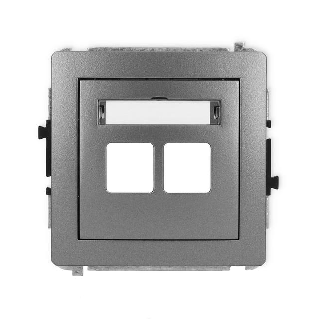DECO Mechanizm gniazda multimedialnego podwójnego bez modułu (standard Keystone) grafitowy
