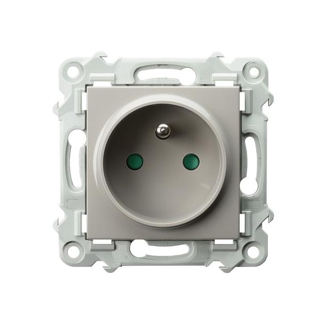 SZAFIR Gniazdo pojedyncze z uziemieniem z przesłonami torów prądowych - kolor kaszmirowy beż