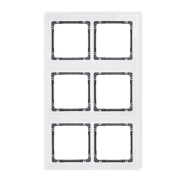 DECO Ramka modułowa 6 krotna (2 poziom, 3 pion) - efekt szkła (ramka biała; spód grafitowy)