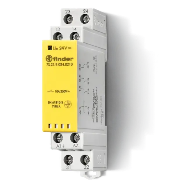 Przekaźnik z mechanicznie sprzężonymi zestykami 2 Z + 1 R; 10A; 12V DC; zacisk śrubowy