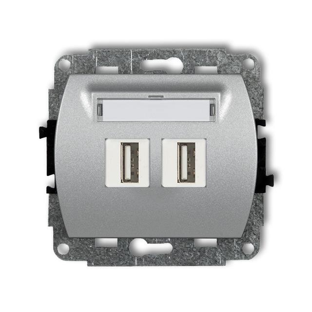 TREND Gniazdo podwójne 2xUSB A-A 3.0 srebrny metalik 7GUSB-6 KARLIK