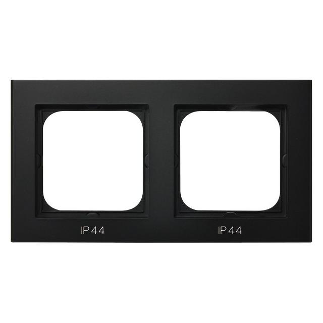 SONATA Ramka podwójna do łączników IP-44 - kolor czarny metalik