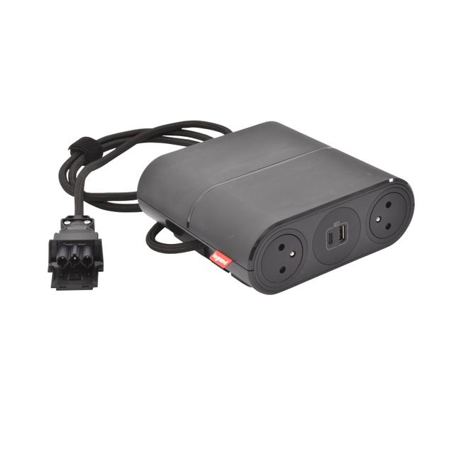 INCARA: LINK'ON - MODUŁ ROZSZERZENIA 4X2P+Z / 2XUSB A+C - 1,5 M WIELAND-CZARNY, Legrand