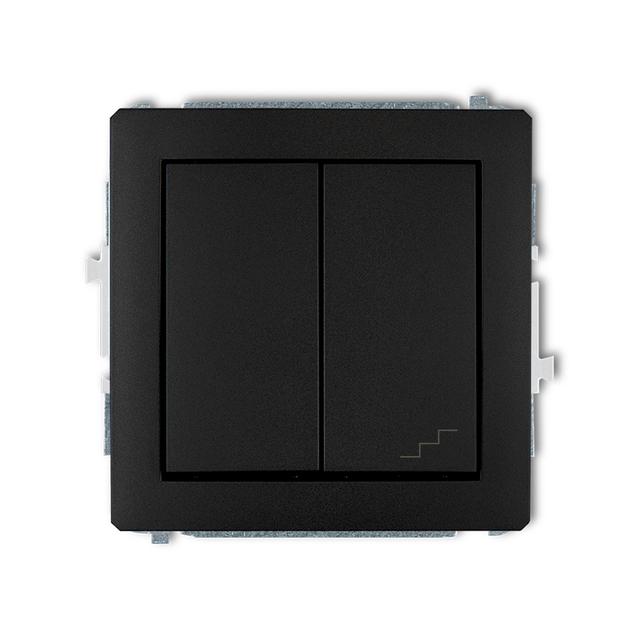 DECO Mechanizm łącznika jednobiegunowego ze schodowym (wspólne zasilanie) czarny mat