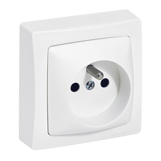 Oteo Gniazdo Pojedyncze 2P+Z Z Przesłoną Styków Białe Komplet 16A-250V 086027 LEGRAND