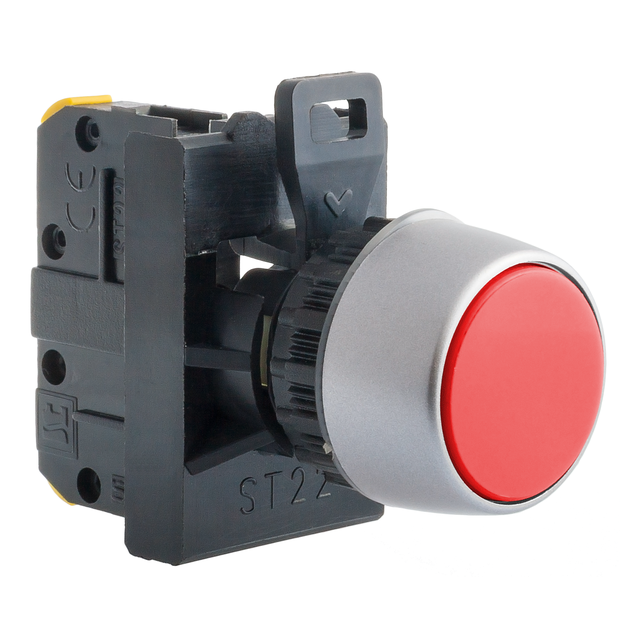 PRZYCISK KRYTY CZERWONY 3 ROZ PIERŚCIEŃ CZARNY