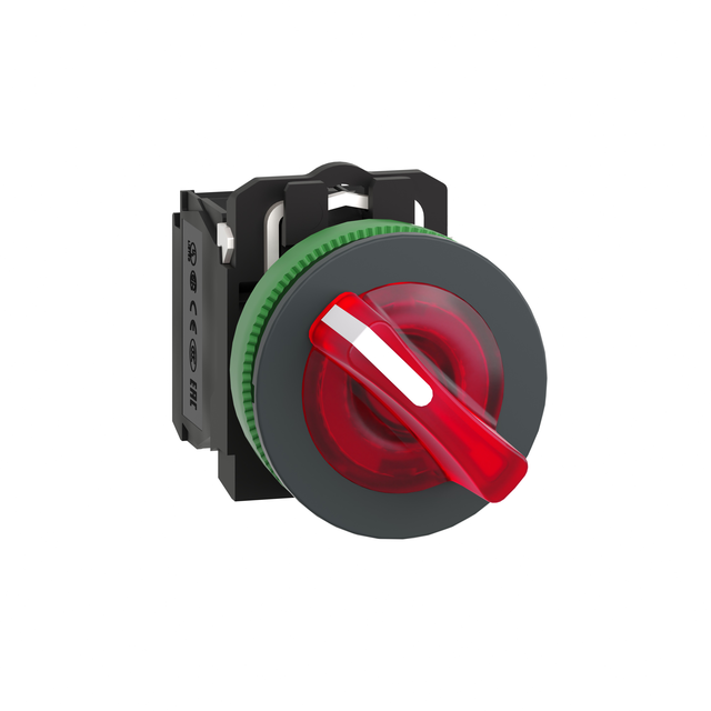 Harmony XB5 Przełącznik podświetlany zlicowany plastik czerwony fi30 2 położeniowy stabilny 24 V AC/DC XB5FK124B5 Schneider