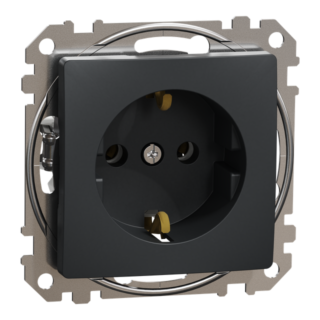 Sedna Design & Elements, gniazdo schuko, czarny antracyt
