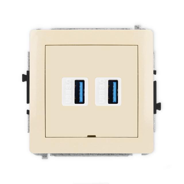 DECO Mechanizm gniazda podwójnego 2xUSB A-A 3.0, bez pola opisowego beżowy