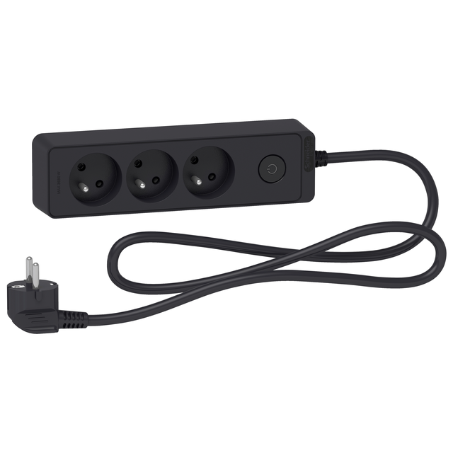 Odace, przedłużacz 3-gniazdowy z łącznikiem 1,5m antracyt