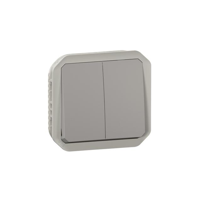 NOWE PLEXO - ŁĄCZ. PODWÓJNY/PRZY. PODWÓJNY MECHANIZM 10AX - 250 V SZARY 069525L LEGRAND
