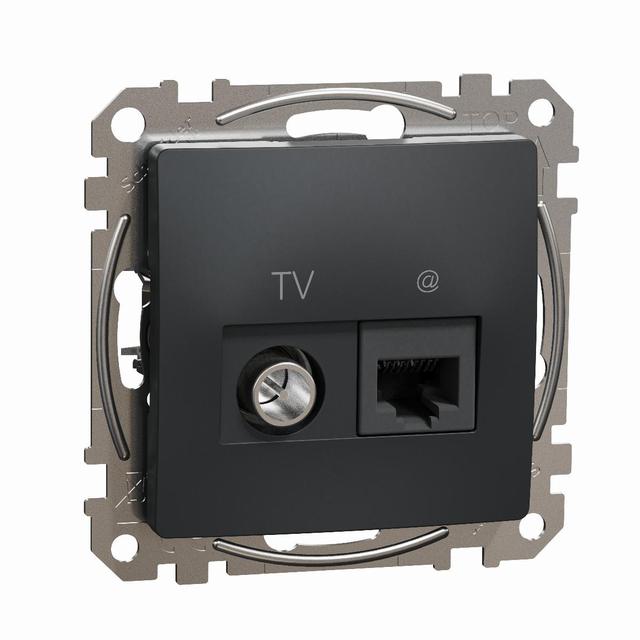 Sedna Design & Elements Gniazdo komputerowe-antenowe TV+RJ45 kat. 6 UTP czarny antracyt SDD114469T S