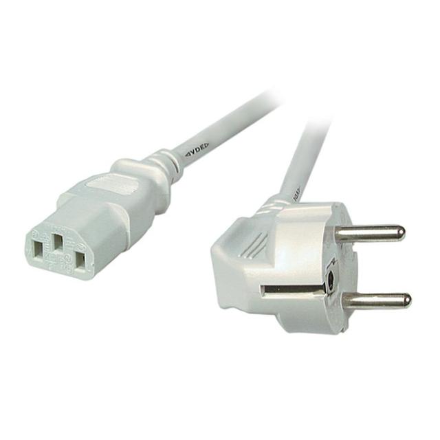 Kabel zasilający Schuko 90° - C13 180° 5m szary
