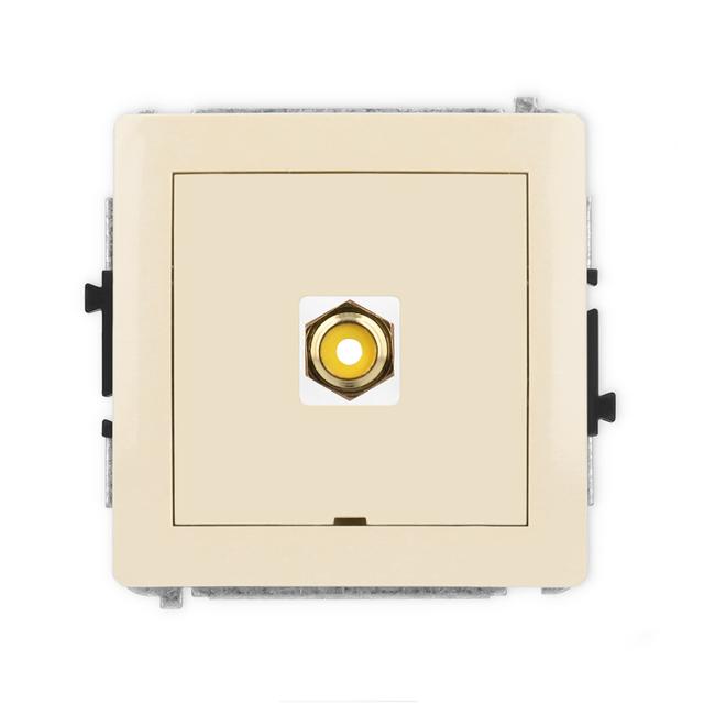 DECO Mechanizm gniazda pojedynczego RCA, bez pola opisowego (typu cinch - żółty, pozłacany) beżowy