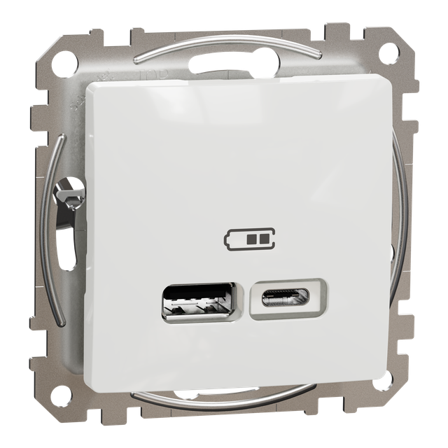 Sedna Design & Elements, gniazdo ładowania USB A+C 2,4A, białe