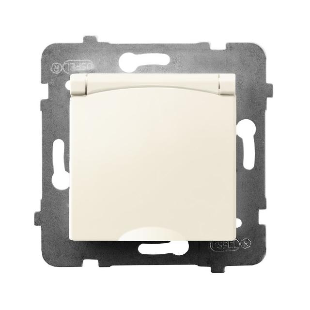 ARIA Gniazdo bryzgoszczelne z uziemieniem IP-44 wieczko w kolorze wyrobu - kolor ecru