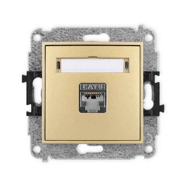 ICON Mechanizm gniazda komputerowego pojedynczego 1xRJ45, kat. 5e, ekranowany, 8-stykowy złoty