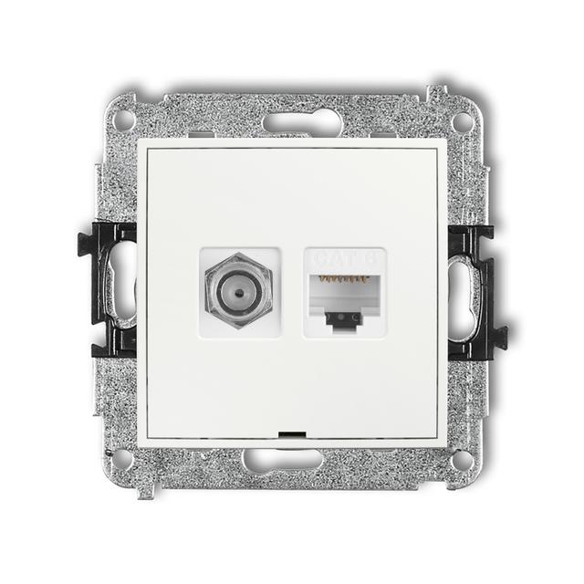 ICON Mechanizm gniazda antenowego poj. typu F (SAT) + gniazda komp. poj. 1xRJ45, kat. 6, 8-stykowy,