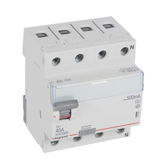 WYŁĄCZNIK RÓŻNICOWOPRĄDOWY P 304 4P 40A 500MA TYP A SERII TX3, Legrand